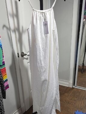 cult gaia Ivory Gauze Maxi Dress with Spaghetti Straps